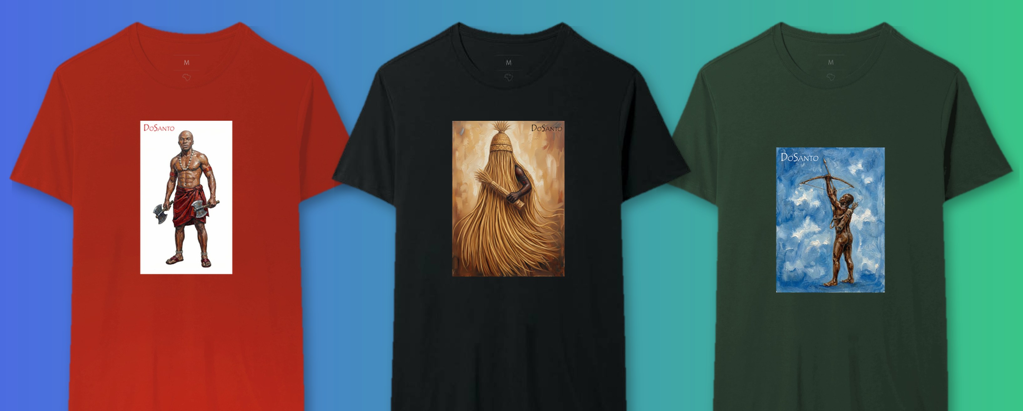 Camisetas Xangô, Omolu e Oxóssi